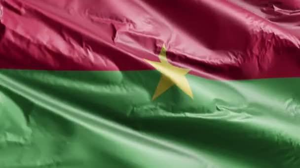 Bandeira Burkina Faso Acenando Loop Vento Burkina Faso Banner Balançando — Vídeo de Stock