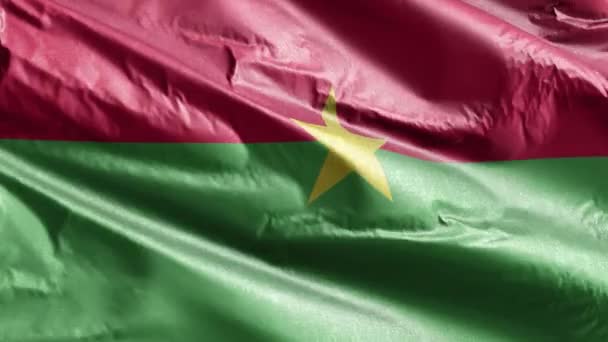Текстильный Флаг Буркина Фасо Медленно Махает Ветровой Петле Знамя Буркина — стоковое видео