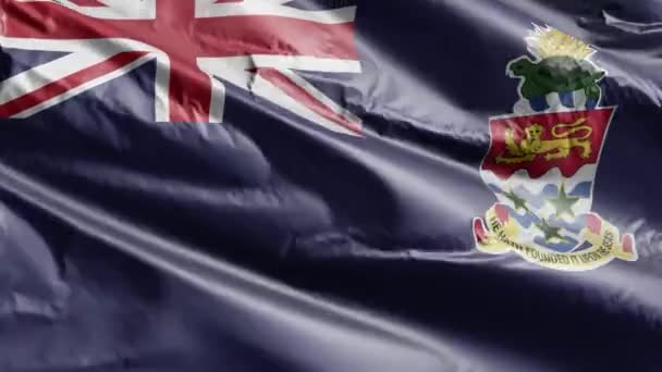 Die Flagge Von Cayman Island Weht Auf Der Windschleife Banner — Stockvideo