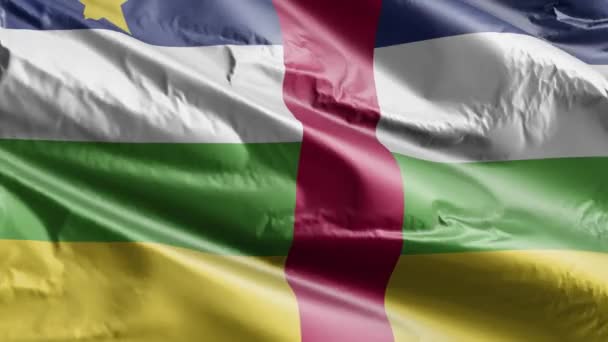 中央アフリカ共和国の国旗は ゆっくりと風の輪の上を振っています 中央アフリカ共和国のバナーをスムーズに風に揺れる 完全充填の背景 20秒ループ — ストック動画