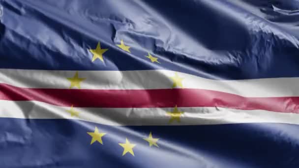 Cape Verde Bayrağı Rüzgâr Döngüsünde Dalgalanıyor Cape Verde Bayrağı Rüzgarda — Stok video
