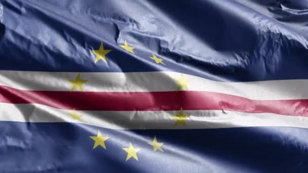 Bandera Textil Cabo Verde Ondeando Lentamente Bucle Del Viento Bandera — Vídeos de Stock
