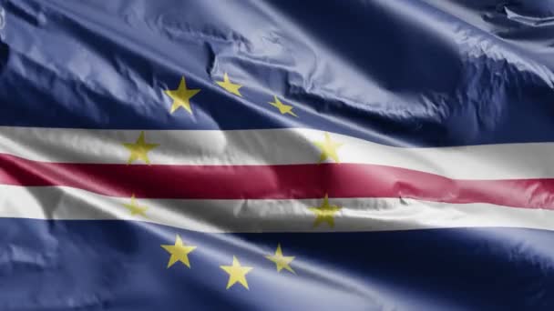 Bandeira Cabo Verde Acenando Lentamente Circuito Vento Bandeira Cabo Verde — Vídeo de Stock