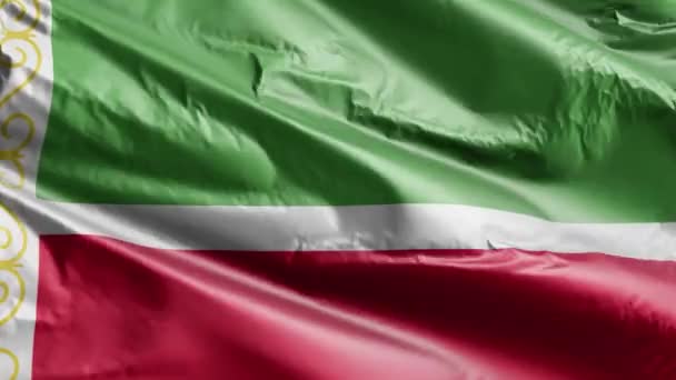 车臣共和国的国旗在风中飘扬 车臣共和国的风帆在微风中飘扬 完整的背景 10秒回圈 — 图库视频影像