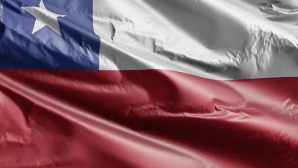 Şili Bayrağı Rüzgar Döngüsünde Yavaşça Dalgalanıyor Şili Bayrağı Rüzgarda Hafifçe — Stok video