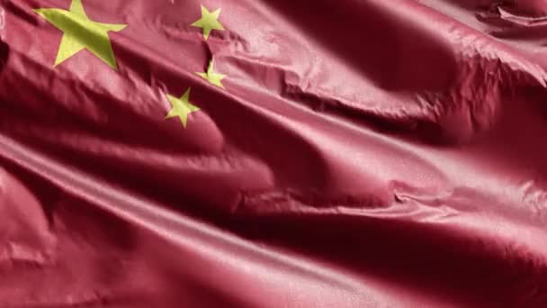 Chine Drapeau Textile Agitant Lentement Sur Boucle Vent Bannière Chinoise — Video