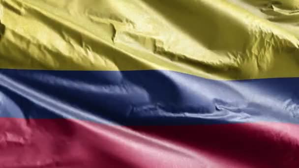 Colombia Textila Flagga Viftar Vindslingan Colombiansk Fana Svajar Vinden Tygvävnad — Stockvideo