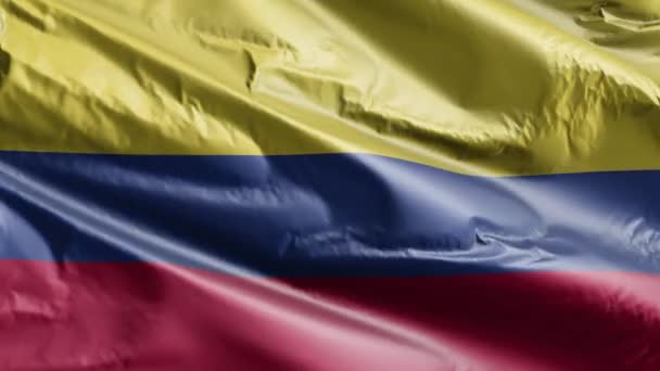 Kolumbiens Flagge Weht Langsam Auf Der Windschleife Die Kolumbianische Fahne — Stockvideo