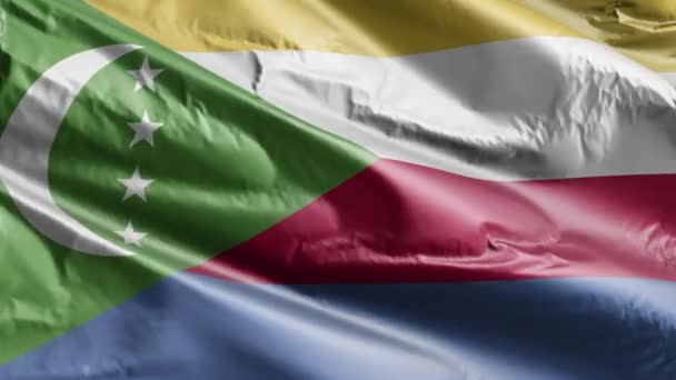 Comoros Flag Slow Waving Wind Loop Comorian Banner Smoothly Swaying — Stock Video