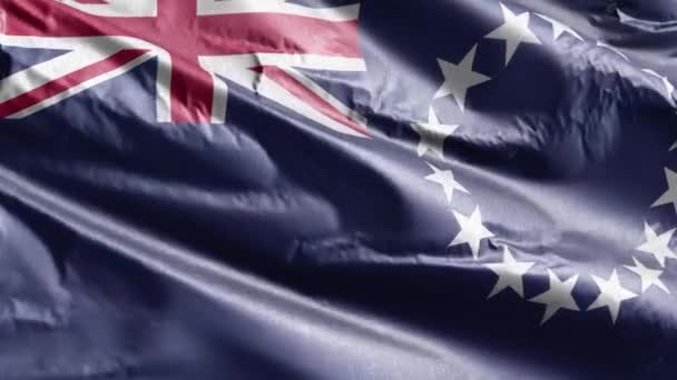 Cook Island Bandiera Tessile Sventola Lento Sul Ciclo Del Vento — Video Stock