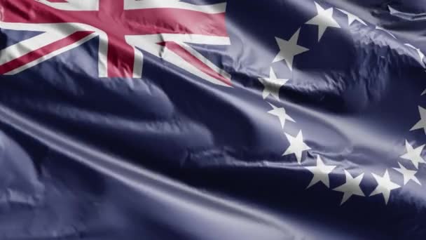 Cook Island Flagge Langsam Auf Der Windschleife Wehen Cook Island — Stockvideo