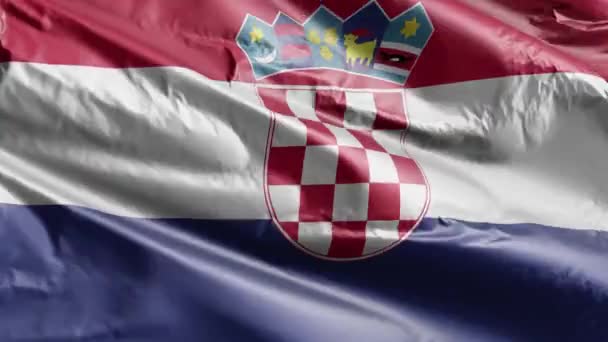 Hırvatistan Bayrağı Rüzgâr Döngüsünde Dalgalanıyor Hırvat Bayrağı Rüzgarda Sallanıyor Tam — Stok video
