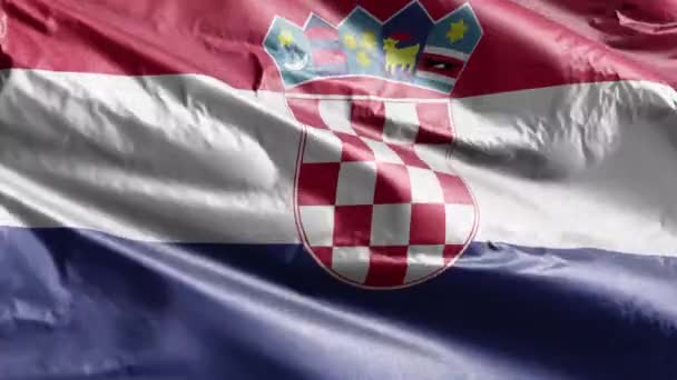 Kroatiens Textilflagga Viftar Vindslingan Kroatiska Fanan Svajar Vinden Tygvävnad Full — Stockvideo