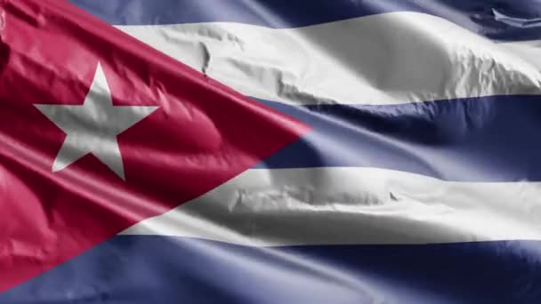 Bandeira Cuba Acenando Circuito Vento Bandeira Cubana Balançando Brisa Fundo — Vídeo de Stock
