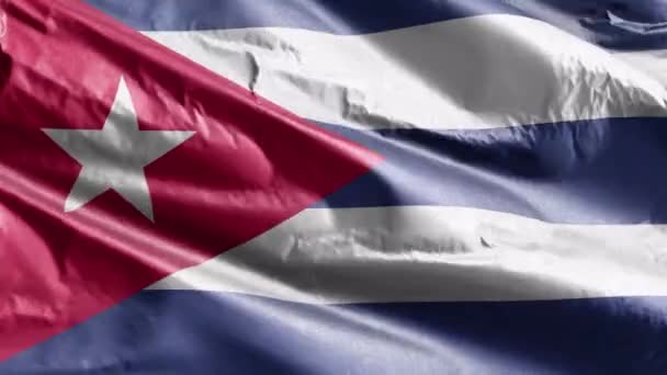 Bandera Textil Cuba Ondeando Lazo Del Viento Bandera Cubana Balanceándose — Vídeos de Stock