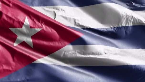 Bandera Textil Cubana Ondeando Lentamente Bucle Del Viento Pancarta Cubana — Vídeos de Stock