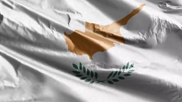 Bandera Textil Chipre Ondeando Bucle Del Viento Bandera Chipriota Balanceándose — Vídeos de Stock