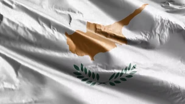 키프로스의 깃발은 루프에서 천천히 립니다 키프로스 사람들의 바람에 부드럽게 흔들리고 — 비디오