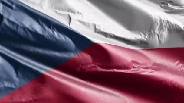 Τσεχική Δημοκρατία Υφασμάτινη Σημαία Κυματίζει Στο Βρόχο Ανέμου Σημαία Της — Αρχείο Βίντεο