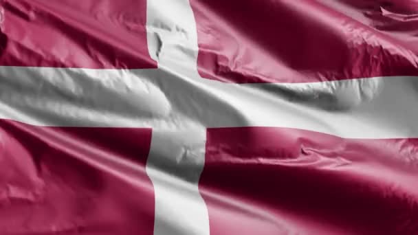 Danmark Flagga Viftar Vindslingan Danmarks Fana Svajar Vinden Full Fyllning — Stockvideo