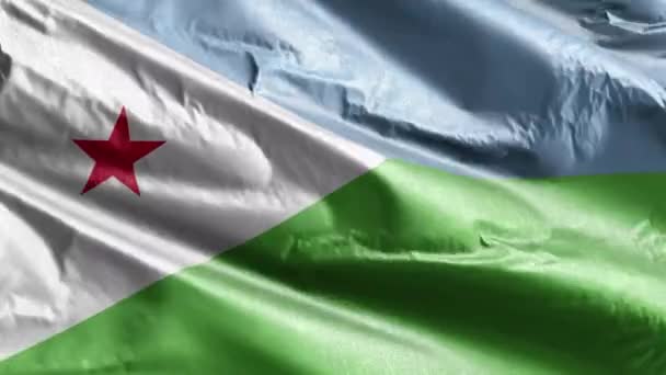 Džibutská Textilní Vlajka Vlnící Smyčce Větru Džibutský Prapor Houpal Větru — Stock video