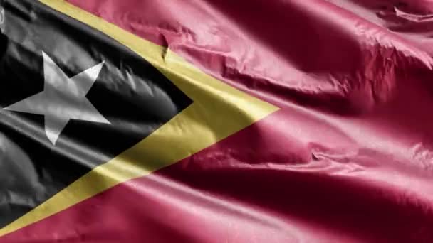 East Timor Textile Flag Waving Wind Loop East Timor Banner — Stock Video