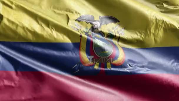 Текстильный Флаг Эквадора Размахивающий Петле Ветра Эквадорское Знамя Раскачивается Ветру — стоковое видео