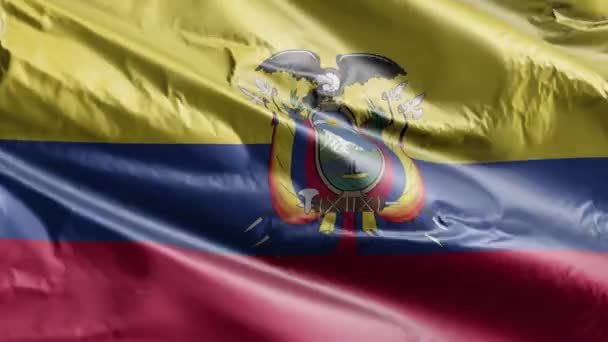 Ecuador Flagge Weht Auf Der Windschleife Ecuadorianisches Banner Das Wind — Stockvideo