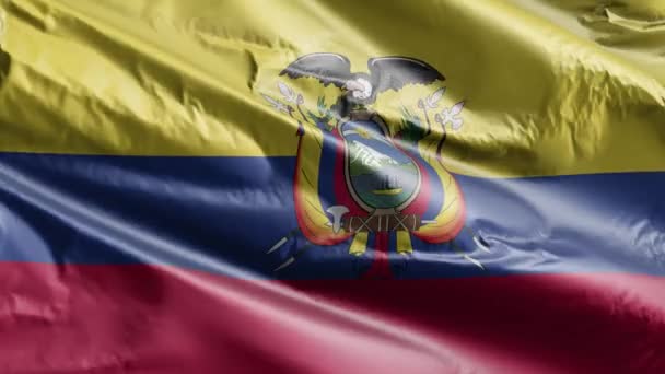 Die Flagge Ecuadors Weht Langsam Auf Der Windschleife Ecuadorianisches Banner — Stockvideo