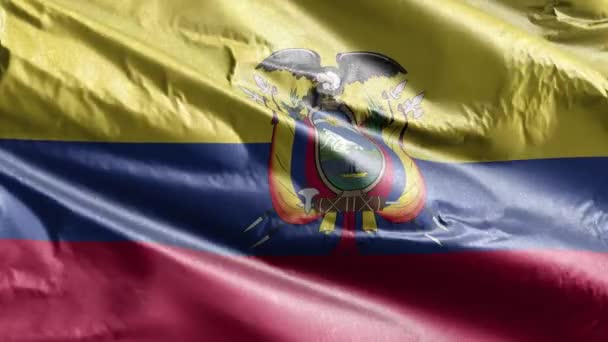 Ecuador Textile Flag Slow Waving Wind Loop Ecuadorian Banner Smoothly — Stock Video