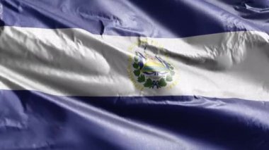 El Salvador tekstil bayrağı rüzgarda sallanıyor. El Salvador bayrağı rüzgarda hafifçe sallanıyor. Kumaş dokular. Tam dolgu arkaplanı. 20 saniye döngü. 