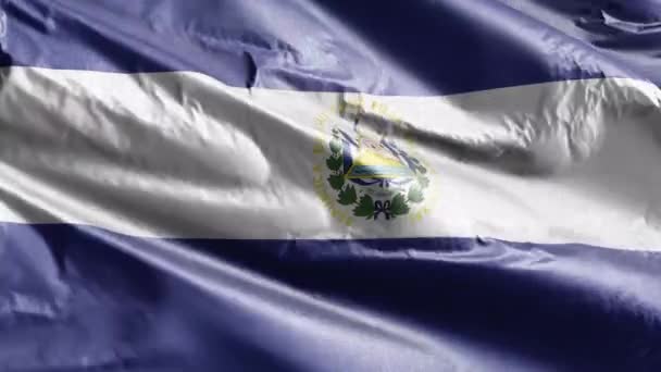 Salvador Textil Zászló Lengett Szél Hurkon Salvadori Zászló Lengett Szélben — Stock videók