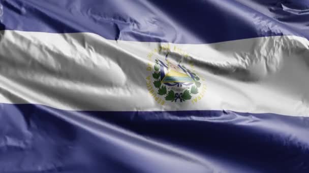 Salvador Vlag Zwaait Langzaam Wind Lus Salvadoraanse Spandoek Soepel Zwaaiend — Stockvideo