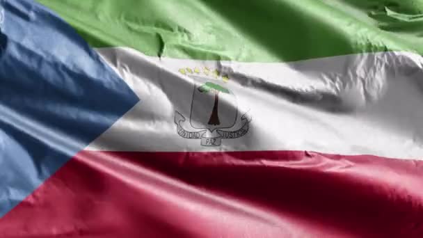 Bandiera Tessile Della Guinea Equatoriale Sventola Sul Ciclo Del Vento — Video Stock