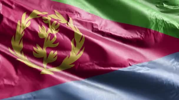 Eritrea Textile Flag Waving Wind Loop Eritrean Banner Swaying Breeze — Stock Video