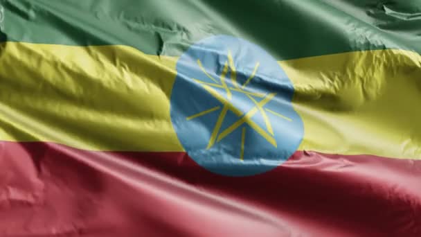 Flaga Etiopii Powoli Macha Pętlą Wiatrową Etiopski Sztandar Płynnie Kołyszący — Wideo stockowe