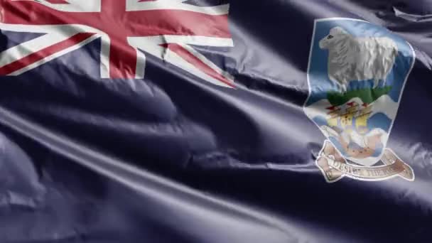 Bendera Kepulauan Falkland Melambai Pada Lingkaran Angin Kepulauan Falkland Banner — Stok Video