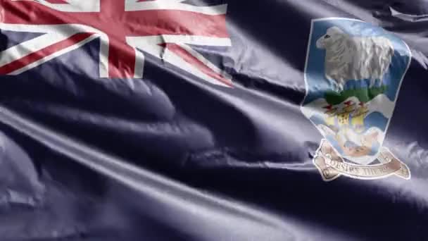 Die Textilfahne Der Falklandinseln Weht Auf Der Windschleife Die Fahne — Stockvideo