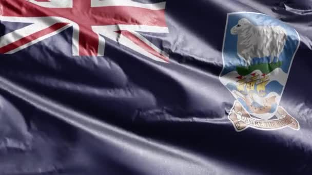 Текстильный Флаг Фолклендских Островов Медленно Махает Ветровой Петле Знамя Фолклендских — стоковое видео