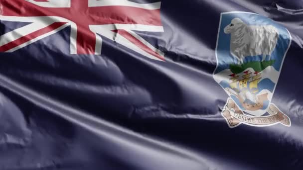 Pavillon Des Îles Falkland Agitant Lentement Sur Boucle Vent Bannière — Video