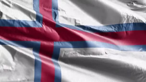 Textilní Vlajka Faerského Ostrova Vlála Větrné Smyčce Vlajka Faerského Ostrova — Stock video