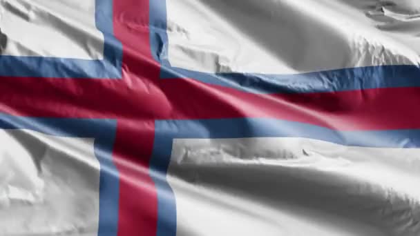 Bandera Las Islas Feroe Ondeando Bucle Del Viento Faroe Island — Vídeo de stock