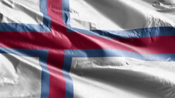 Faroe Adası Tekstil Bayrağı Rüzgar Döngüsünde Yavaşça Dalgalanıyor Faroe Adası — Stok video