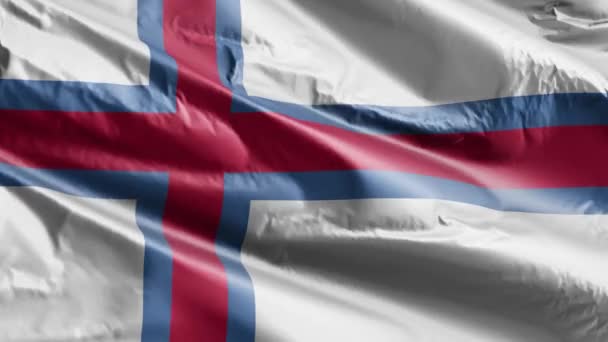 法罗群岛的国旗在风向上缓缓飘扬 法罗群岛的旗帜在微风中飘扬 完整的背景 20秒回圈 — 图库视频影像