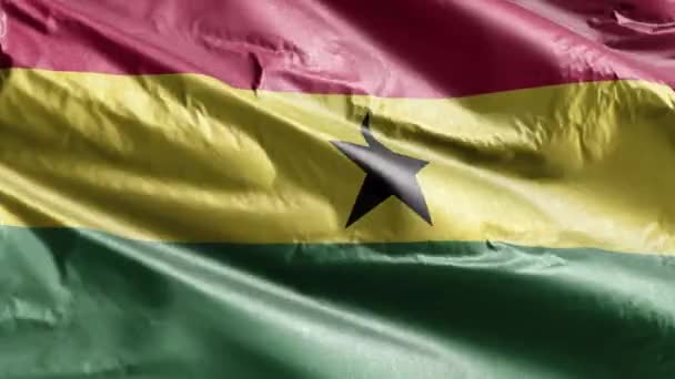 Ghana Bandiera Tessile Sventola Sul Ciclo Del Vento Bandiera Ghanese — Video Stock