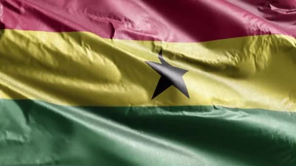 風の輪にガーナの繊維旗がゆっくりと振っている Ghanaianバナーをスムーズに風に揺れる 繊維組織だ 完全充填の背景 20秒ループ — ストック動画