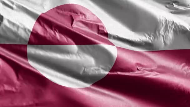 Die Grönländische Textilfahne Weht Auf Der Windschleife Die Grönländische Fahne — Stockvideo