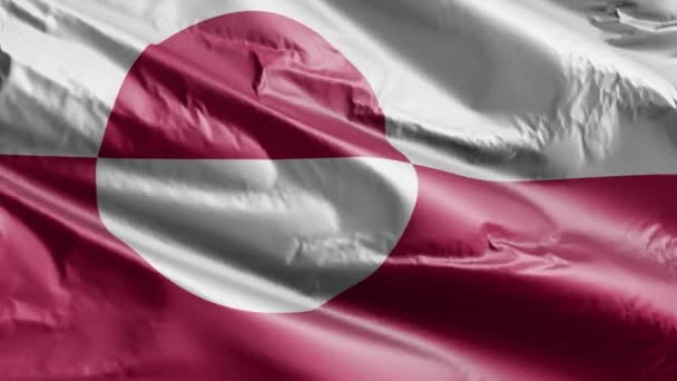 Гренландский Флаг Медленно Махал Петле Ветра Гренландское Знамя Плавно Раскачивается — стоковое видео