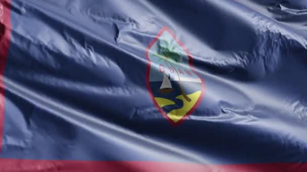 Bendera Guam Melambai Lambat Pada Lingkaran Angin Banner Guamese Bergoyang — Stok Video