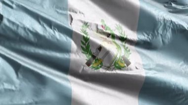 Guatemala tekstil bayrağı rüzgar döngüsünde yavaşça dalgalanıyor. Guatemala bayrağı rüzgarda sallanıyor. Kumaş dokular. Tam dolgu arkaplanı. 20 saniye döngü. 
